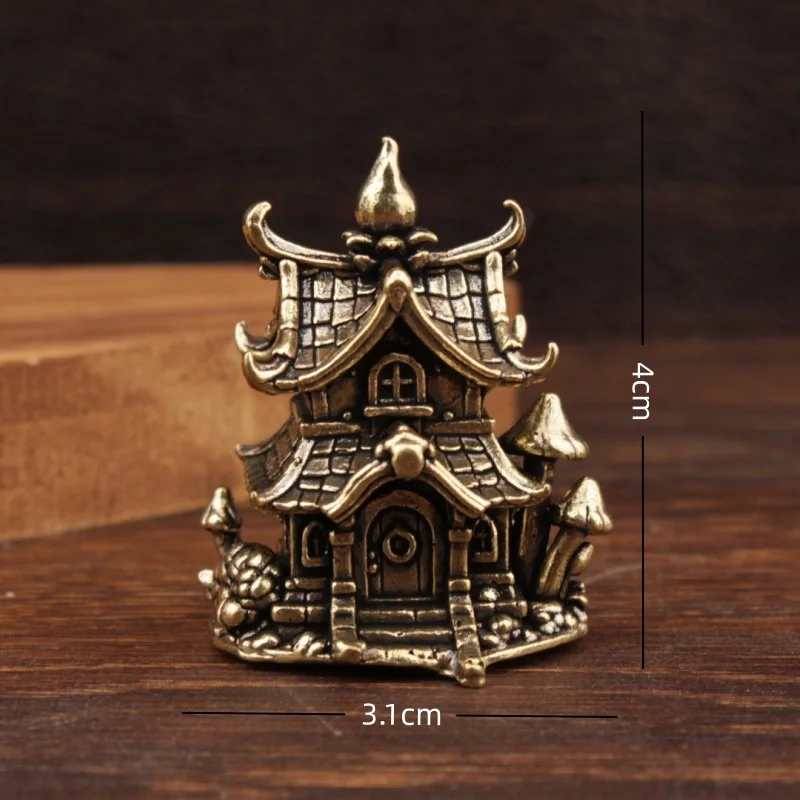 Figure Home Decor Castle Ornaments, Architectural Brass Ornaments Crafts Three-dimensional Antique Style Small Houses