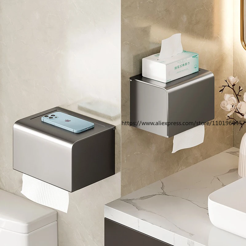 

Коробка для туалетных салфеток Водонепроницаемый держатель для салфеток без перфорации Картонная коробка для туалетной бумаги Настенная стойка для рулонной бумаги Держатель для туалетной бумаги