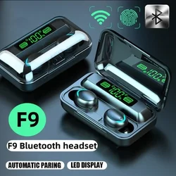 F9 Wireless Bluetooth Headphones Tws Waterproof Earbuds Earphones Digital Display Heaset Large Capacity Charging Case