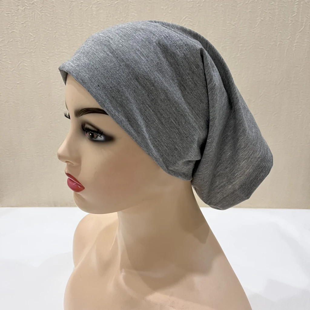 H065 plain tube hats Muslim Turban Pure Color Stretch Inner Hijabs For Caps Ready To Wear Women Head Scarf Under Hijab Bonnet