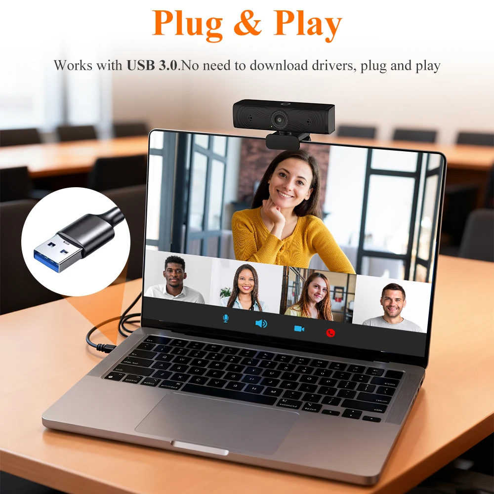 KATOVJJTS 4K UHD Webcam With Microphone USB Web Camera For PC Computer Auto Focus Framing For Live Streaming Conference Webcam