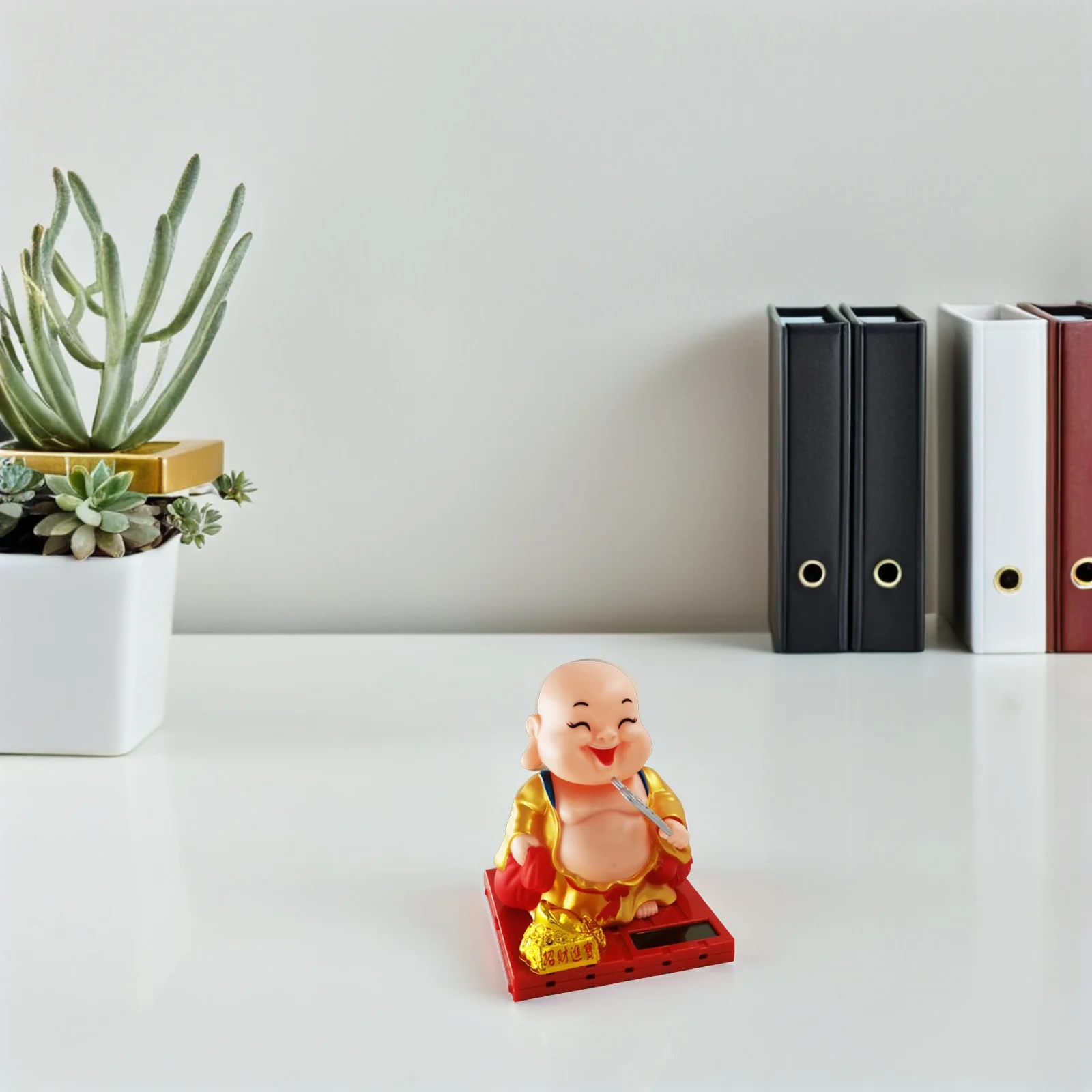 1 قطعة الطاقة الشمسية مايتريا بوذا سطح المكتب زخرفة سيارة الديكور قسط تمثال بلاستيكي Nodding مروحة تعمل بالطاقة الشمسية ديكور المنزل #3