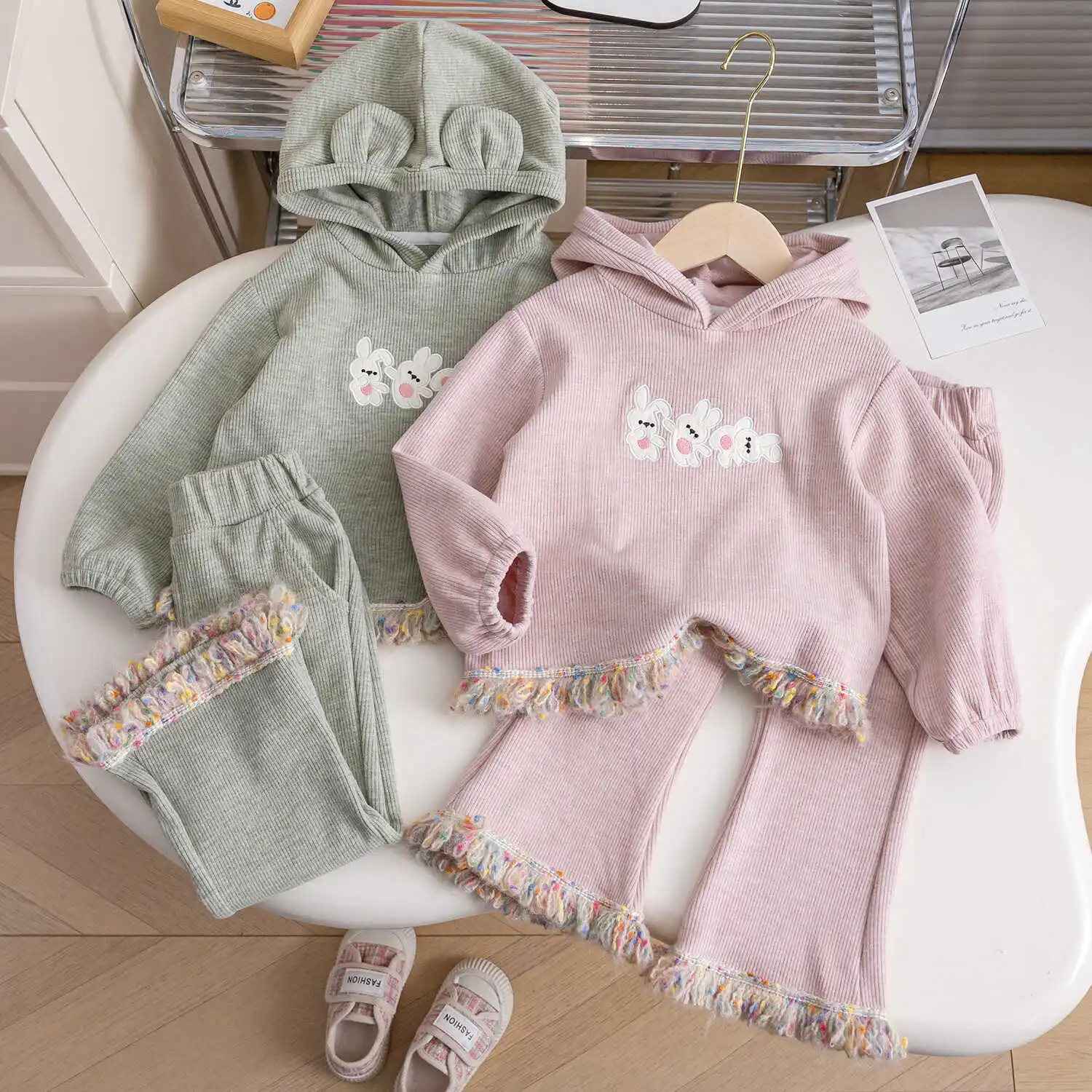 Girls Clothes Sets 2024 Autumn Winter Hoodies+pants Suits for Kids Cartoon Rabbit Children Outfit Set Toddler Tracksuits