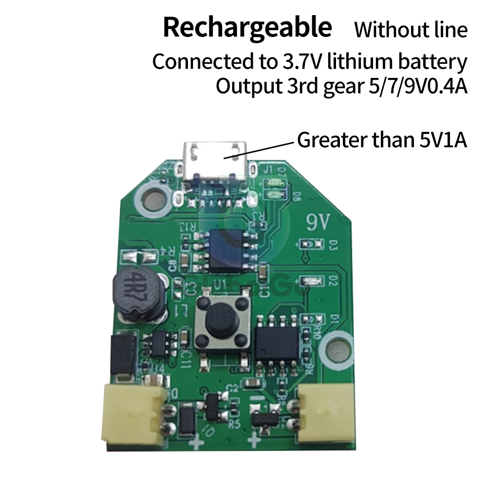 Rechargeable Small Fan Control Board Micro/Type-C USB Brushless 3 Gears Adjustable Boost Board with Line Charge Protection