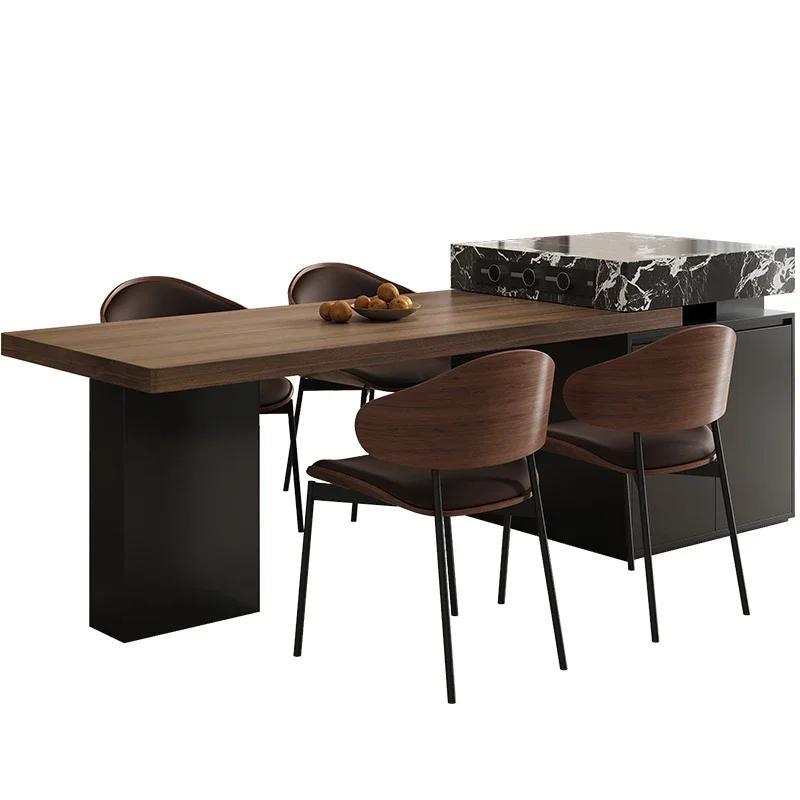 ​​Mid-Century Modern Designer Quartz Kitchen Island Extendable Dining Table Multifunctional Compact Dining Room Furniture FYDT​​