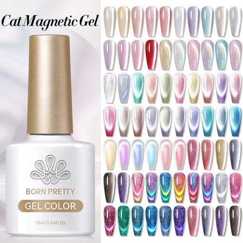 BORN PRETTY-esmalte de uñas de Gel magnético con forma de gato, cuentas de cristal de luz de luna, cristal de agua, barniz UV para decoración de uñas DIY, 10ml