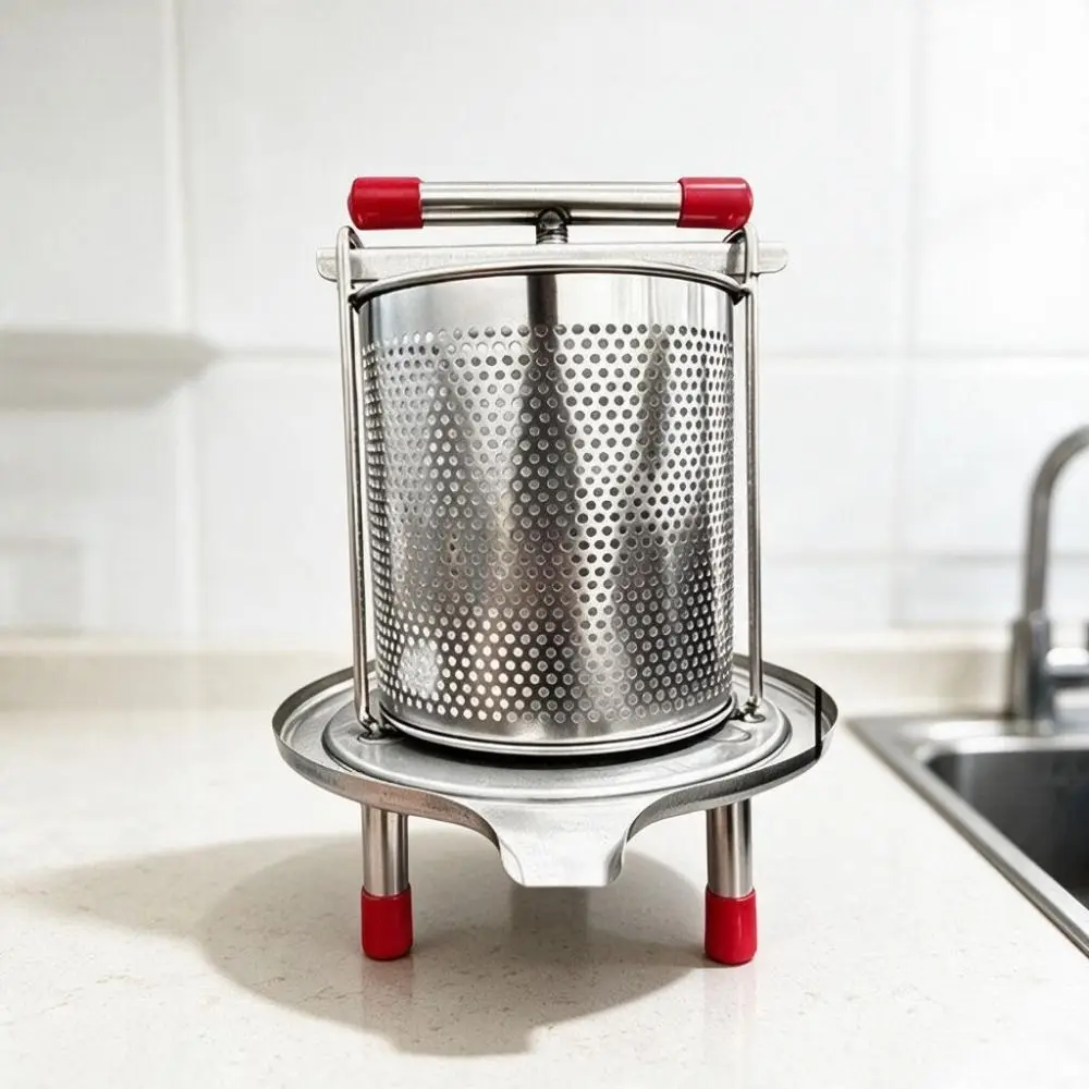 Stainless Steel Vegetable Stuffing Squeezer Hand Press with Filter Bag Manual Juicer Fine Filter Mesh Fruit Extractor Honey