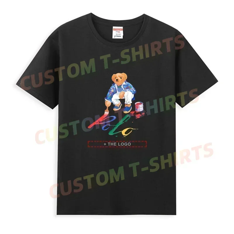 

2024 Men T Shirt Casual Ralphs Harajuku Bear T-shirt Graphic Short Sleeves Summer 100% Cotton Lauren Classic Clothing S-3XL Tee
