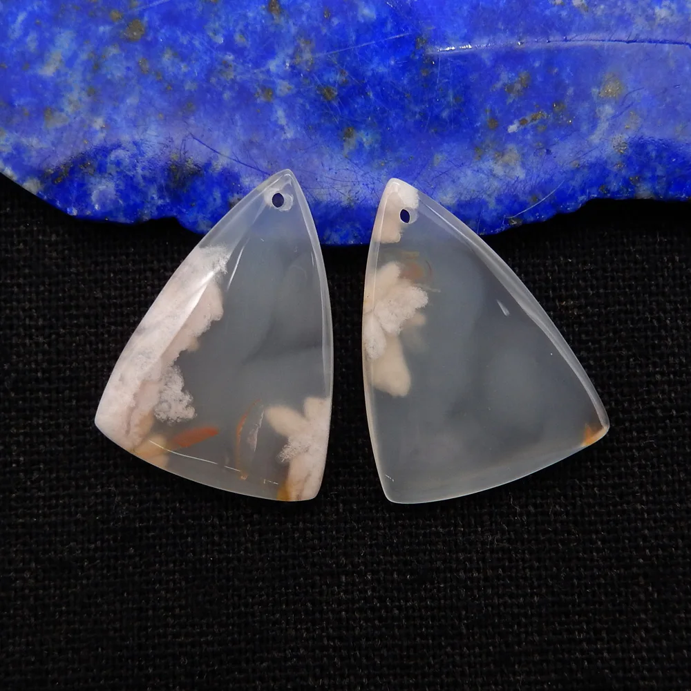 Natural Stone Triangle Earrings For Women Handmade Cherry Agate Statement Earrings Party Gifts DIY Jewelry