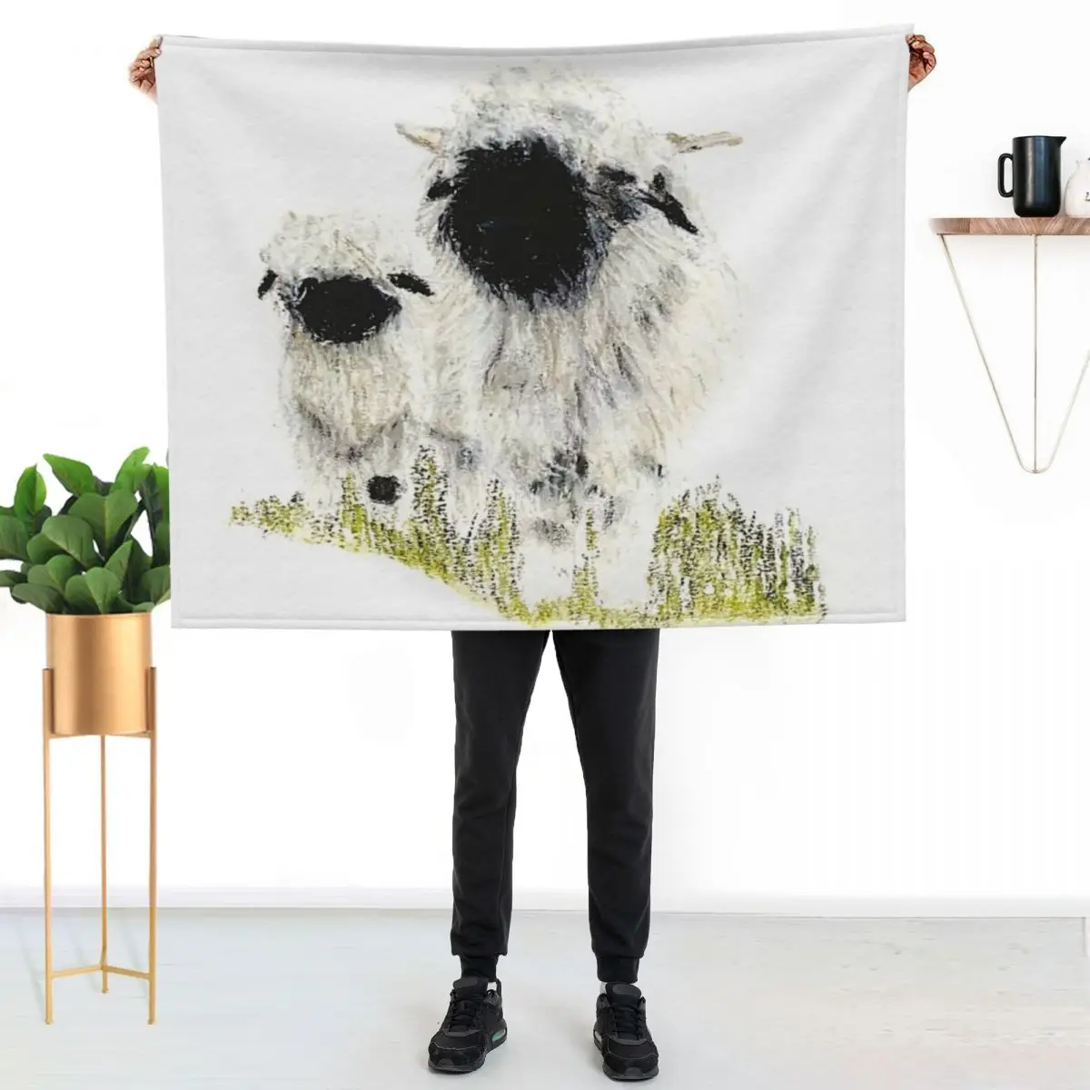 

Valais Blacknose Sheep by Sam Coull Throw Blanket Stylish Couch Blanket for Home Living Room