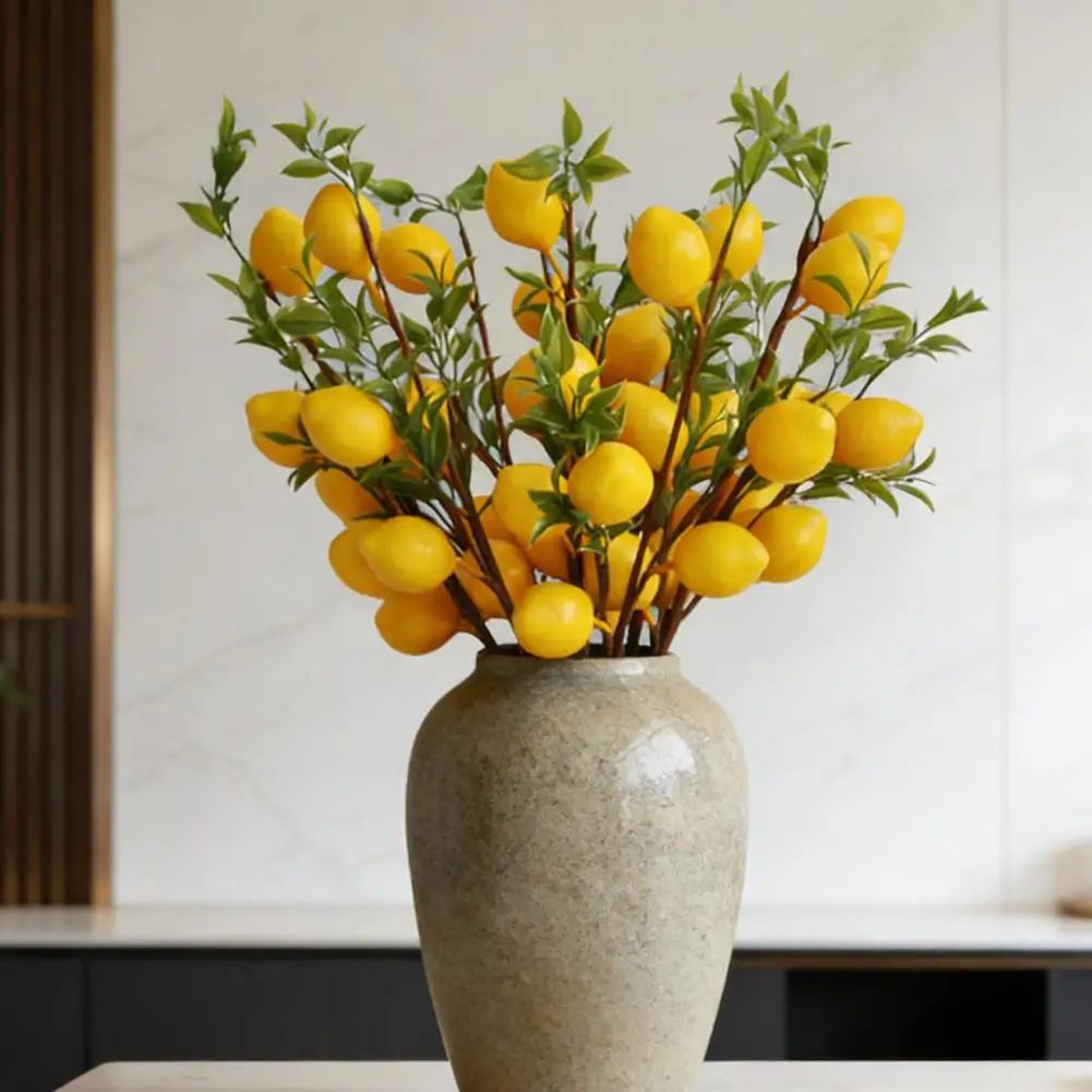 

Artificial Lemon Branch with Green Leaves Fake Fruit Lemon Tree Decoration Lifelike Faux Greenery Stems for Home Dining Table Ki
