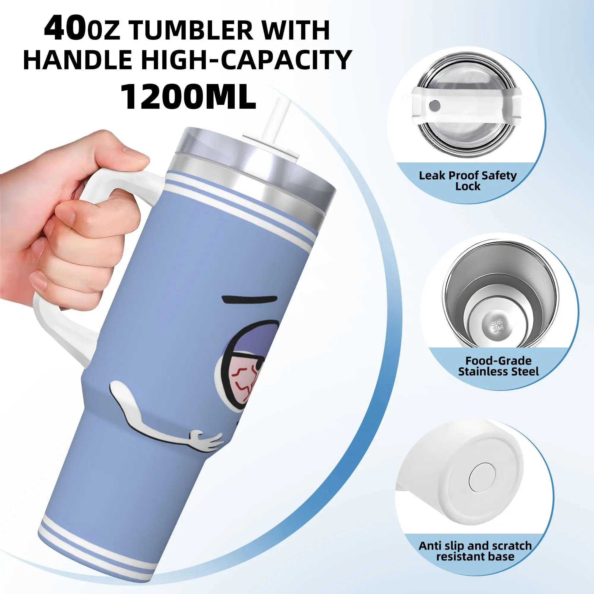 ساوث باركس منشفة من الفولاذ المقاوم للصدأ أكواب حرارية للشاطئ مع شفاطات وغطاء أكواب سيارة كبيرة زجاجة مياه للمشروبات الباردة #3