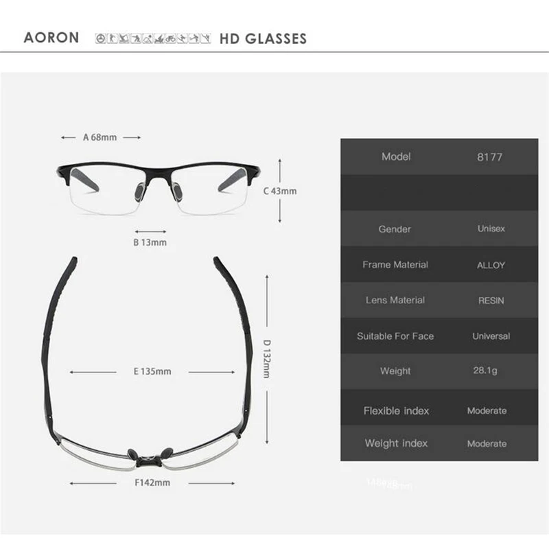 Lunettes de Prescription carrées demi-monture pour le myope Steampunk extérieur Sport myopie lunettes dioptrie 0 -0.5 -0.75 à-6