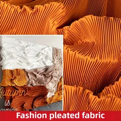 White Pleated Fabric Fashion By Meters for Dresses Skirts Sewing Plain Wedding Decoration Textile Needlework Smooth Comfortable