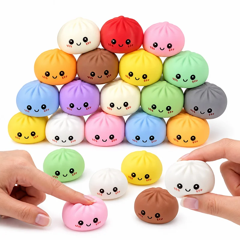 6/12/24PCS Mini Dumpling Squishy Toys Kawaii Slow Rising Stress Relief Squeeze Fidget Toys Cute Party Favors Kids Adults Gifts