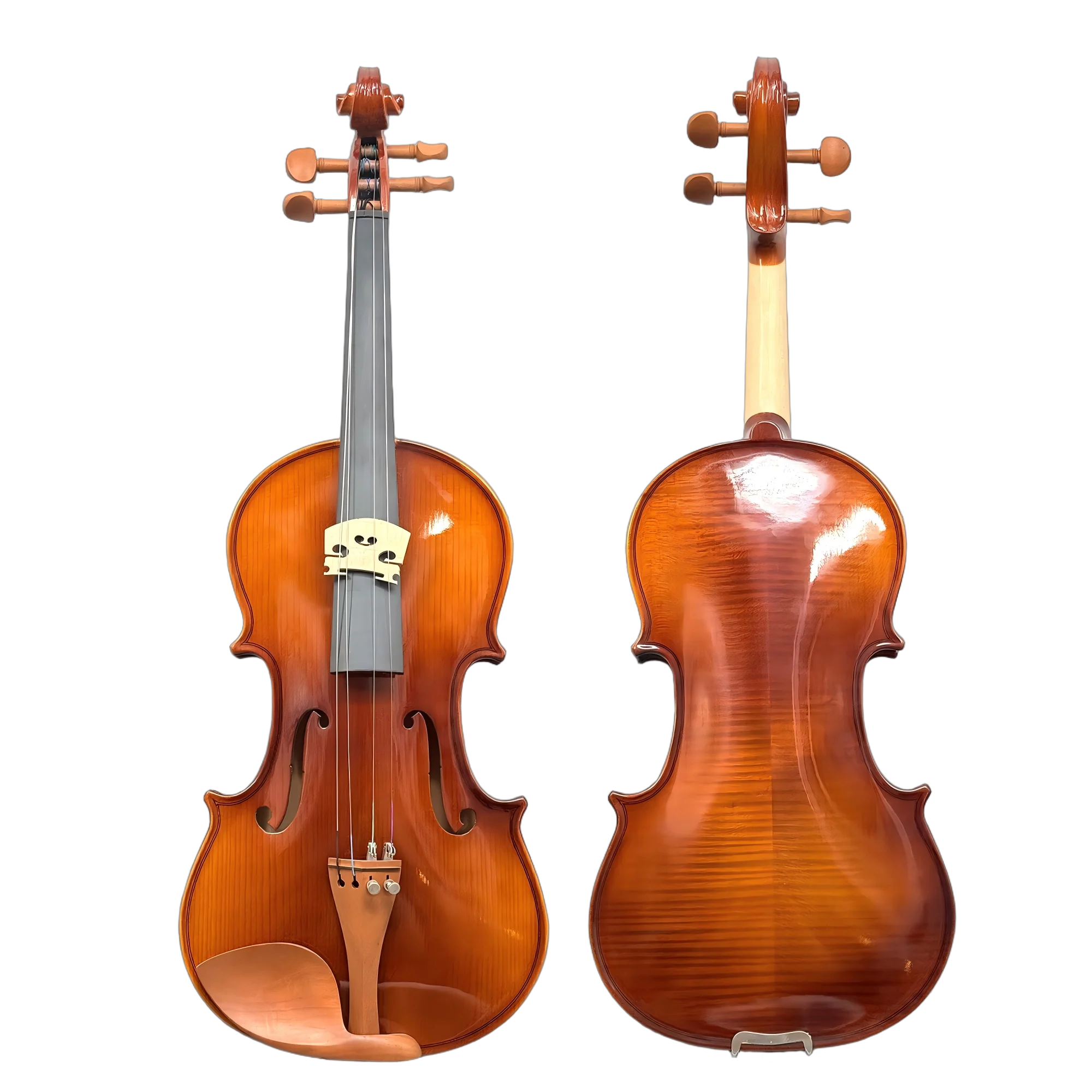4/4 Violin One-Piece Flamed Maple Back Handmade Solid Wood Violin Full Set for Beginners with Hard Case, Bow, Shoulder Rest
