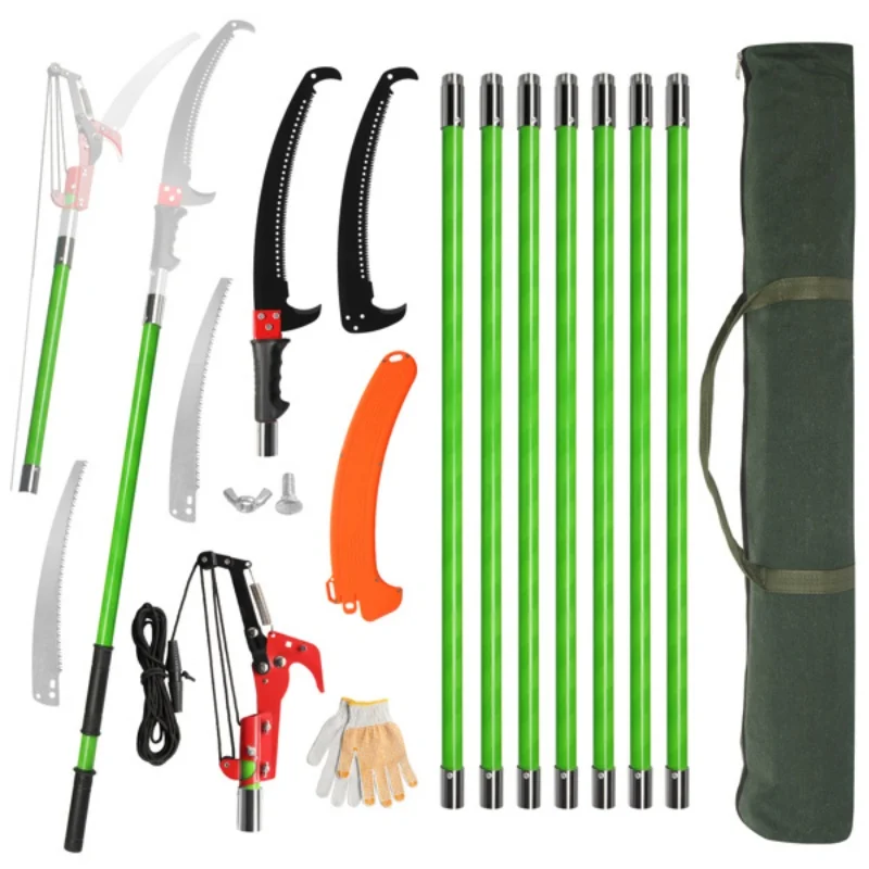 

30ft Manual Pole Saw, Lightweight Tree Trimmers Long Handle Pruner Set, Sharp Steel Blade and Scissors Pole Saw for Trimming Pal