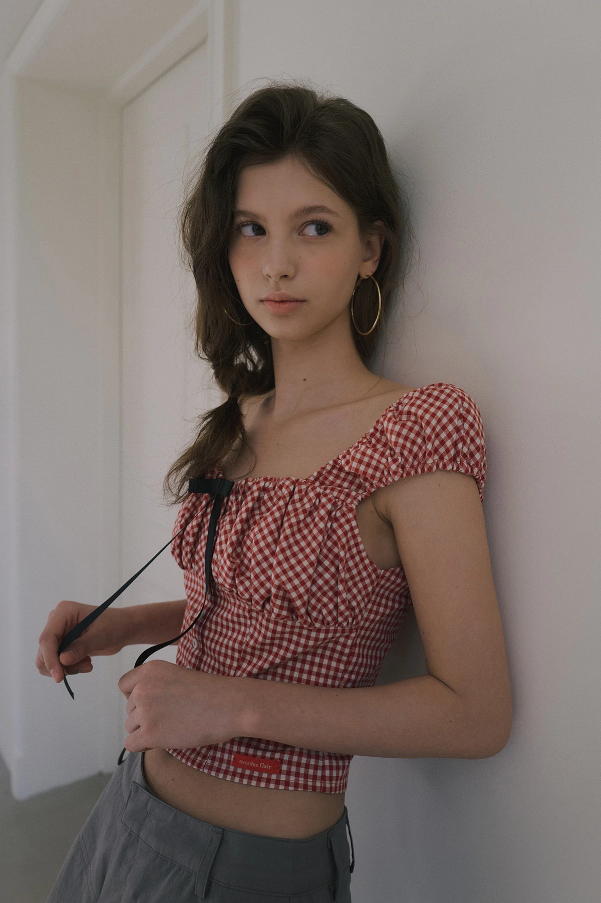 

Cute Knot Decorated Doll Sve Top Summer New Sle PREON Commute Sle Slim Fit ort Sve Квадратный воротник irt