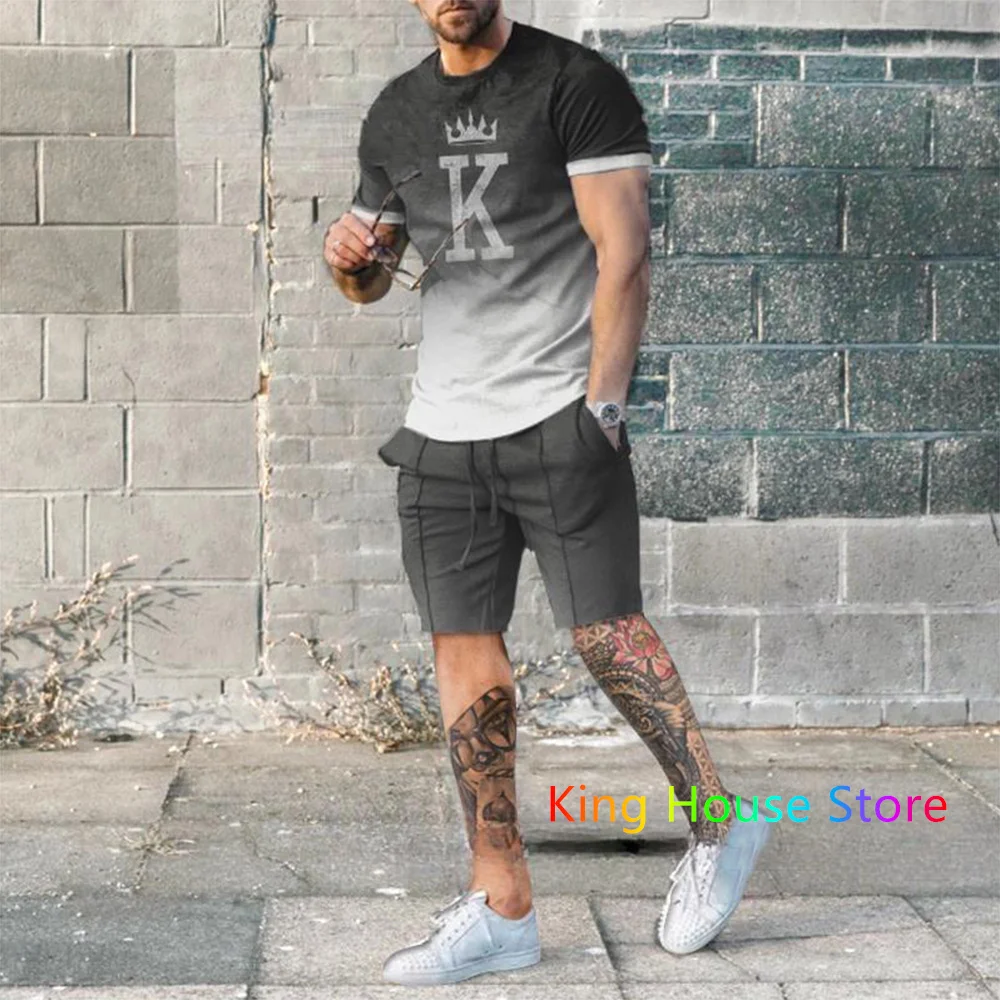 Mode Sportswear Trainings anzug Set Männer Hip Hop 3D Kleidung übergroße Sport T-Shirt Shorts Jogging Set männlich 2 Stück Sets