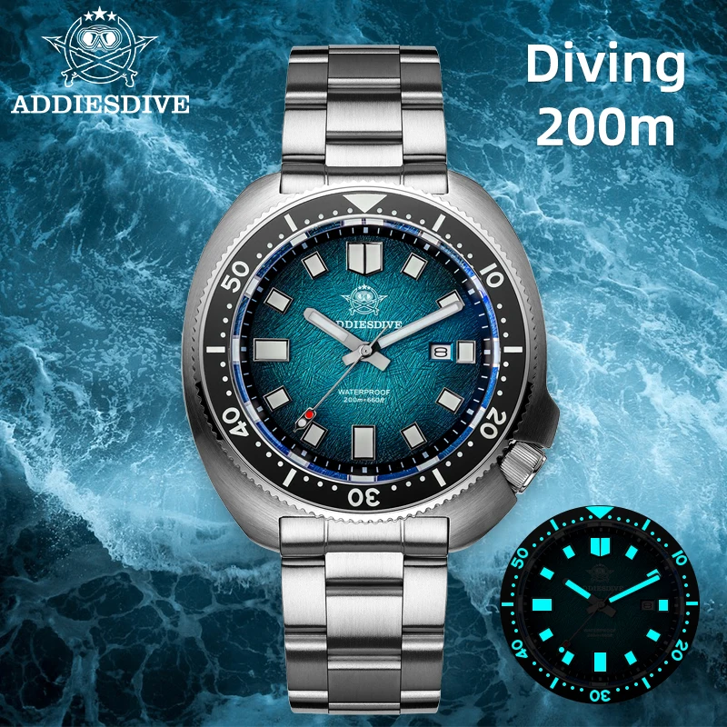ADDIESDIVE 41mm Men's Quartz Watches Sapphire Glass Ceramic Bezel BGW9 Luminous Stainless 20Bar Waterproof Diver Watch AD2511