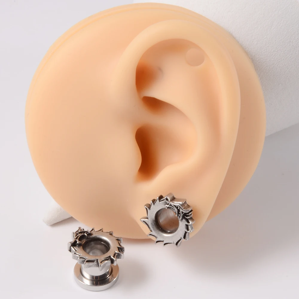 Pair Top Quality Dragon Ear Tunnels Plugs Expander Gauges Snake Stretcher Earrings Screw Stainless Steel Piercing Body Jewelry