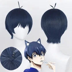 Anime Isagi Yoichi Cosplay Wig  28cm Black/Blue Cosplay Wigs Heat Resistant Yoichi Isagi Wigs Halloween Party Wigs