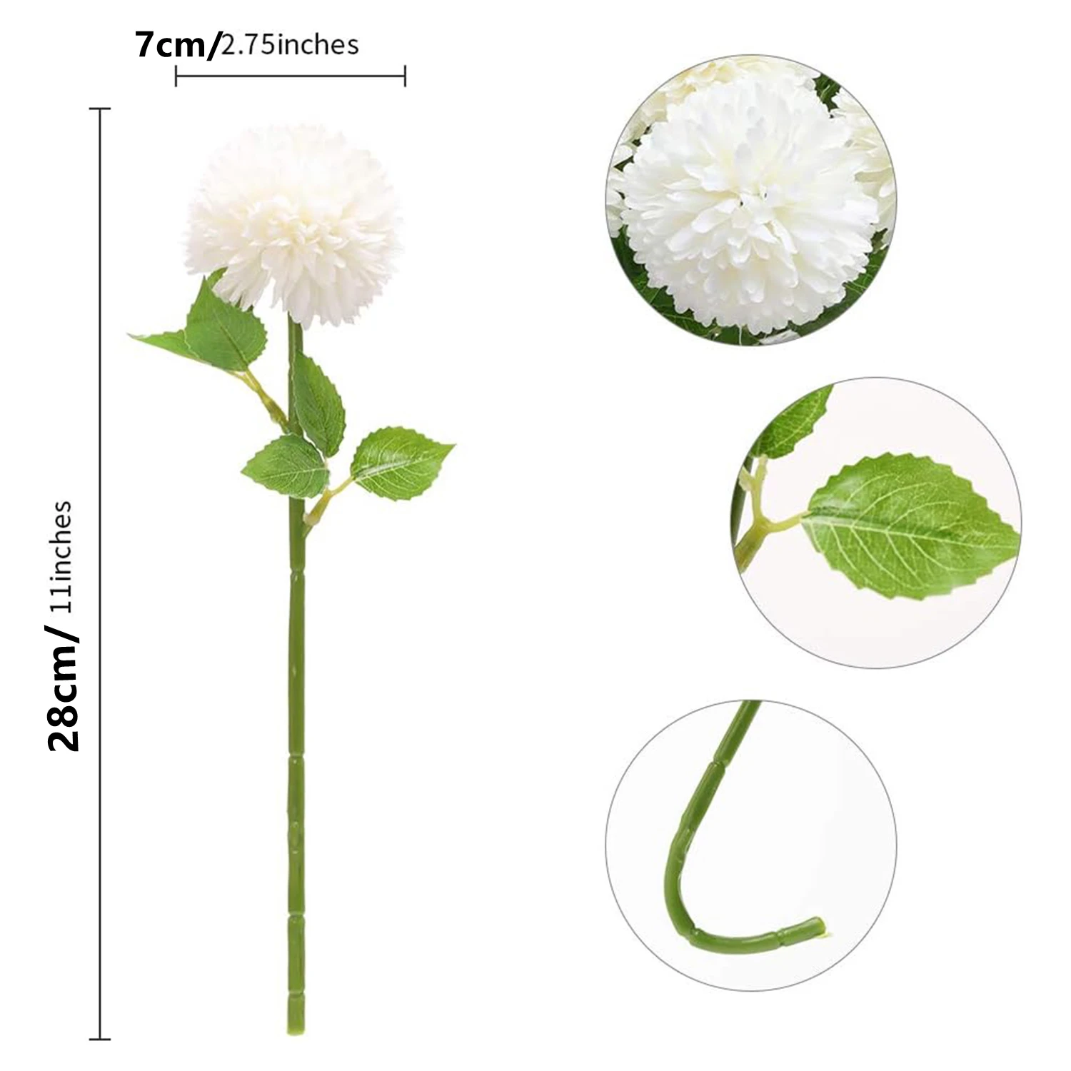 5 Stück Seiden-Kugelchrysanthemen, Künstliche Hochzeitsblumen, Deko für Vasen, Boxen, Heim, Zimmer, Scrapbooking, Blumengeschenk-Arrangement, Zubehör – Detail 7