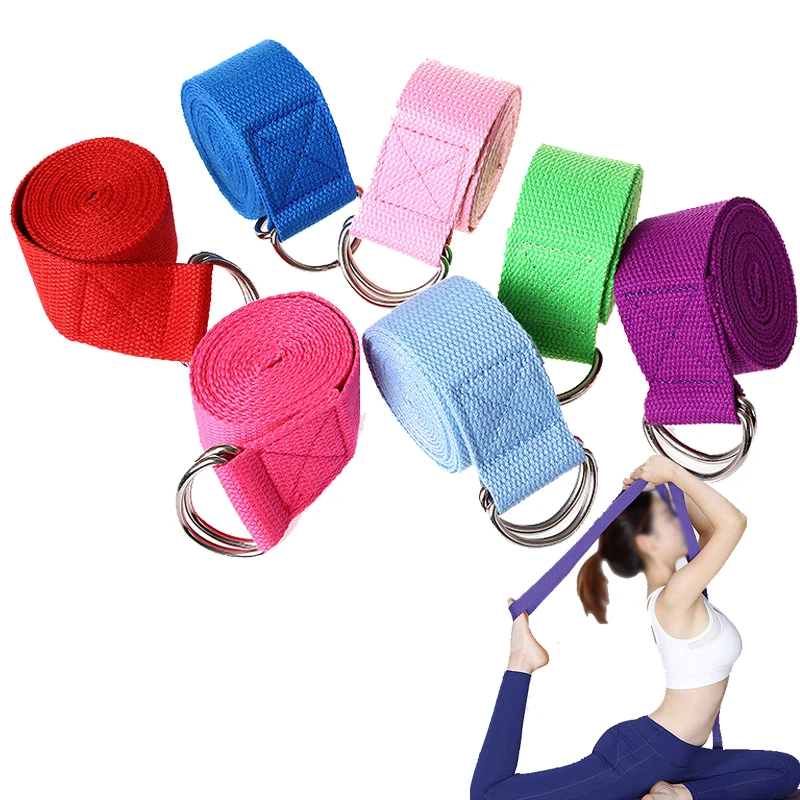 180cm Yoga Strap Durable Cotton Exercise Yoga Belt Adjustable Woven Stretch D-Ring Buckle  Fitness Stretching Bands Pilates Rope