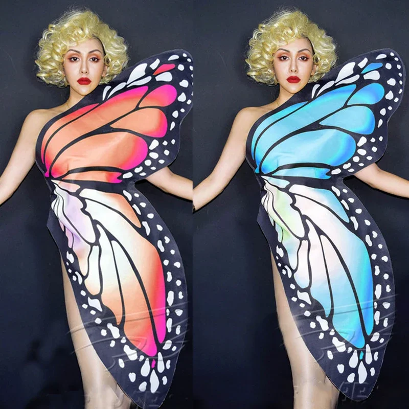 

Female Singer Dj Butterfly Wings Bodysuit Sexy Pole Dance Clothing Stage Outfit Cosplay Costumes Nightclub Bar Rave Wear DT2401