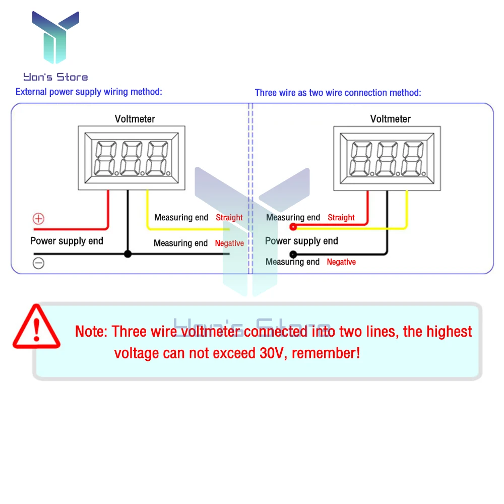 DC 0-600V 0.56\'\' Digital Voltmeter 3-wire Voltage Detector Volt Panel Meter Tester Red Blue Green LED Display