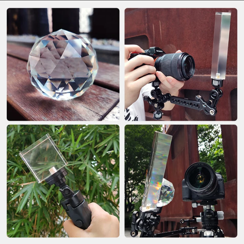 Crystal Prism DIY Photography Studio Accessories Crystal Prism Ball Prism Glass Filter DSLR Kaleidoscope Lens Filter Glass Block