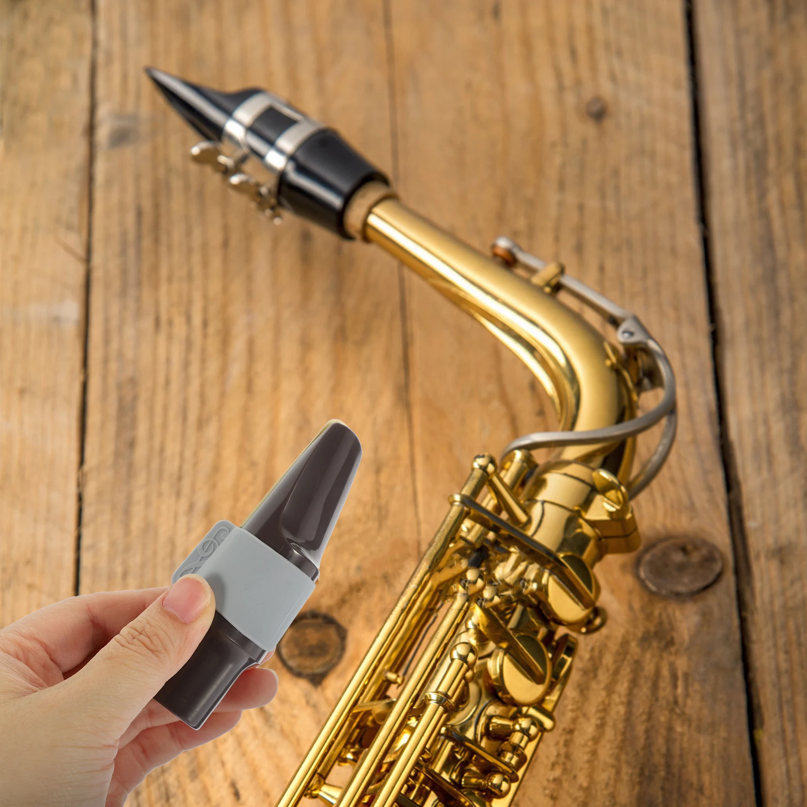 

Alto Saxophone Mouthpiece Blue Purple Cap Clamp Silicone Plastic Wood Reed Supplies Accessories Instrument Parts
