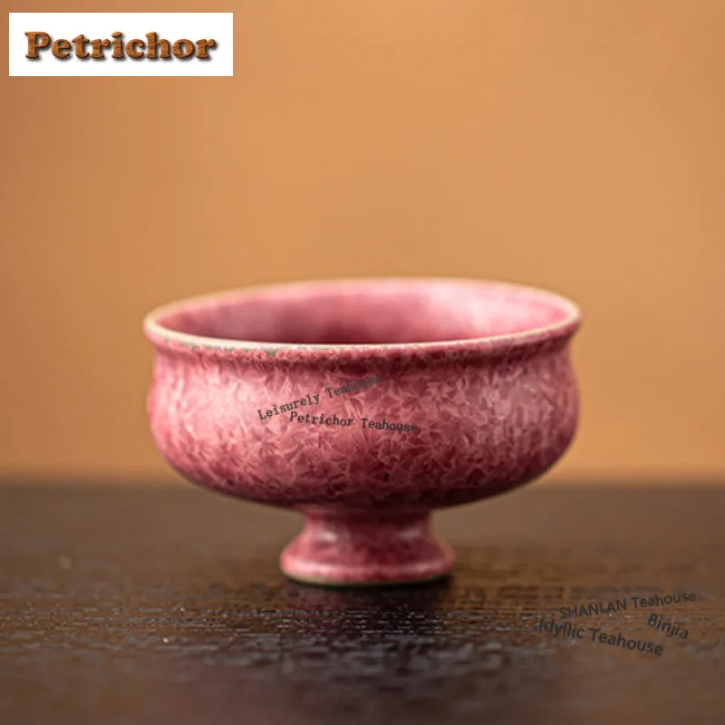 

50ml Kiln Fambe Crystal Glaze High Foot Teacup Vintage Tea Bowl Tea Cup Set Tea-tasting Smelling Cup Jianzhan Master Cups Teaset