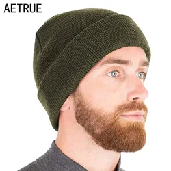 Solid Knitted Hat Winter Hats  Hats bonnet For Men Women Beanie Hat gorras para balaclava Plush thickened ear protection