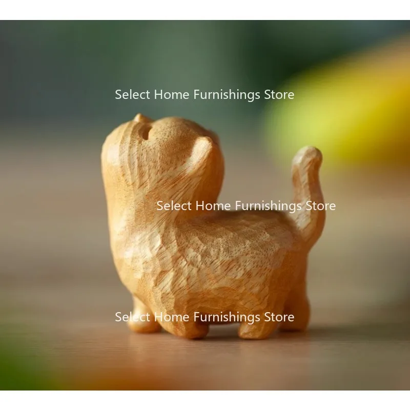 

Suitable for Art Home Tea Room Ornament Black Sandalwood Carving Cat Cute Birthday Gift Boyfriend and Girlfriend