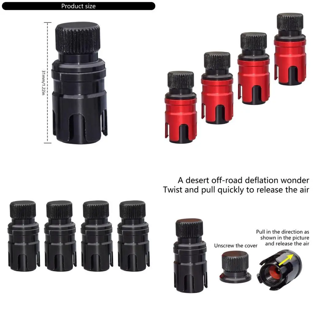 

02DE 4pcs Strong Tire Rapid Deflation Valves For Enhances Sand Terrain Performances