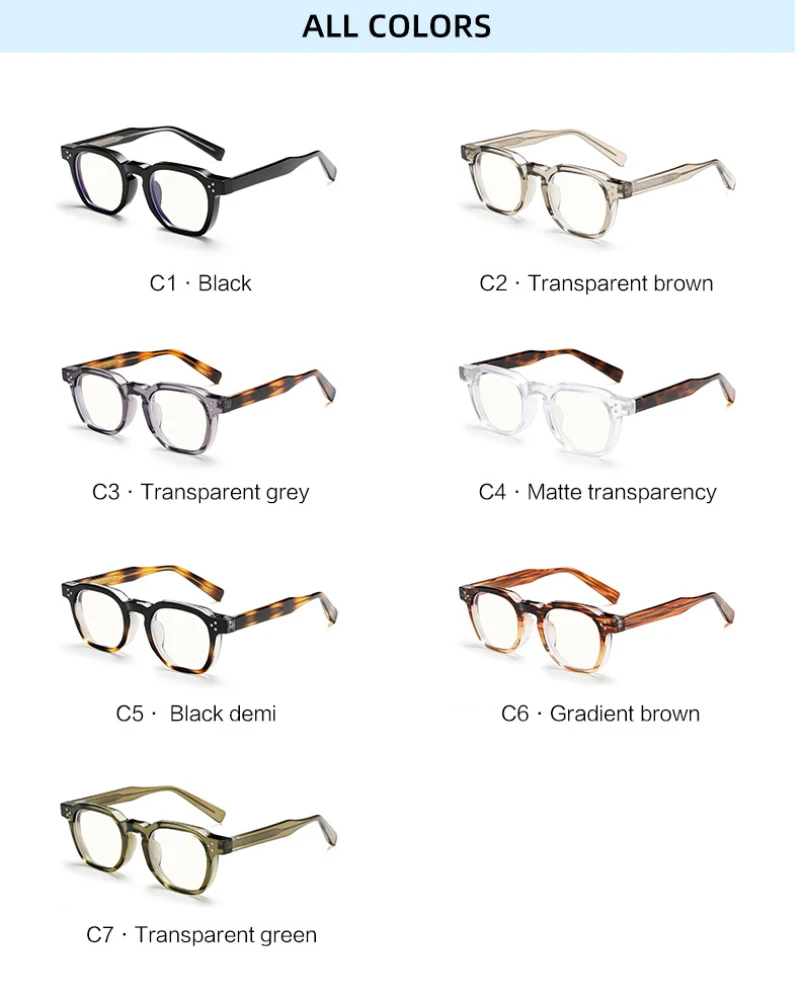 BEMORE Square Acetate Prescription Glasses Photochromic Anti Blue Light Optical Lenses with Recipe for Women