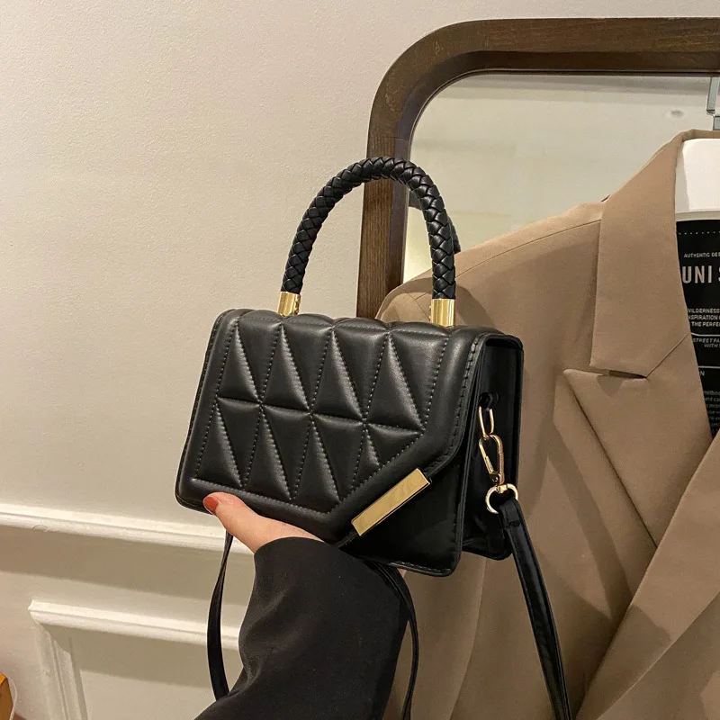 

Новая модная сумка на плечо, клетчатые квадратные дамские сумочки из искусственной кожи, брендовые дизайнерские маленькие черные сумки через плечо для женщин