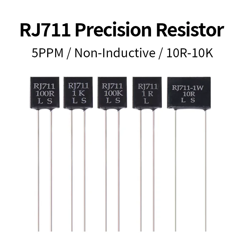 RJ711 0.01% 5PPM 0.25W 0.5W 1W Precision Resistor 10R 100R 250R 1K 10K Non-Inductive Sampling Resistor