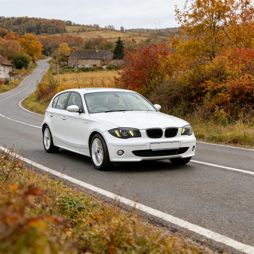 

For BMW 1 Series E87 2004-2011 Fangs Design Dual Color LED Headlight Assembly Projector Lens Car Tools Accessories