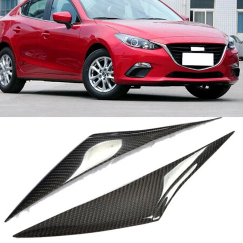 

Carbon Fiber Front Headlight Lamp Cover Trim Head Light Lamp Eyelid Strips For Mazda 3 Axela 2014-2016