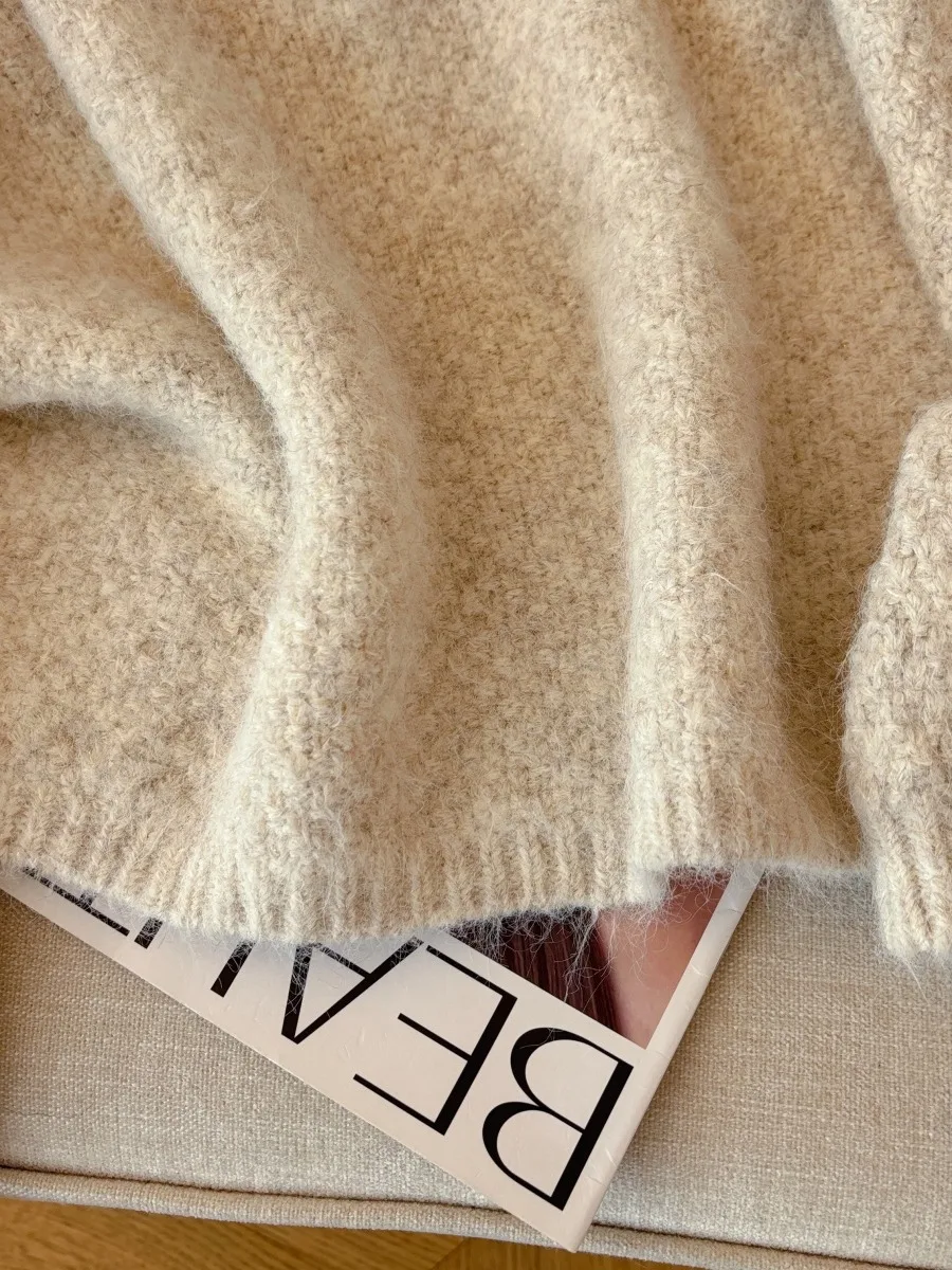 Pull tricoté chaud avec noeud Design vêtements d'extérieur coupe ample pour les femmes automne hiver 2025 nouveau Sle trajet Sle Poly...