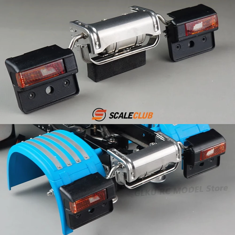 Scaleclub Model Truck Tail Beam Gas Tank Tail Light Bracket dla Tamiya LESU R470 R620 TGX RC 1/14 Traction Truck Parts