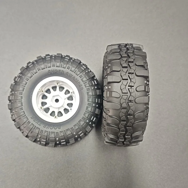 Rodas simuladas de 1.9 polegadas, 2 peças, material de nylon, rodas de travamento, cubo e pneus de borracha para carro crawler 1/10 rc, peças de atualização traxxas