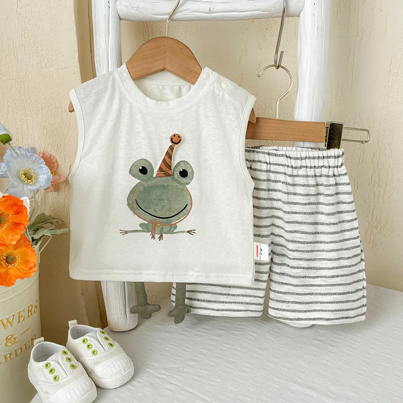 

Infant summer cartoon set T-shirt + pants boys summer out two-piece set new children