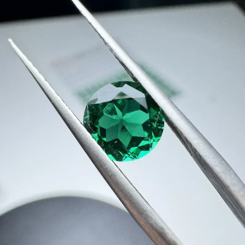 Lab Grown Zambian Emeralds for Jewelry Making Round Cut Hydrothermal Synthetic Emerald Gemstones with Natural-Looking