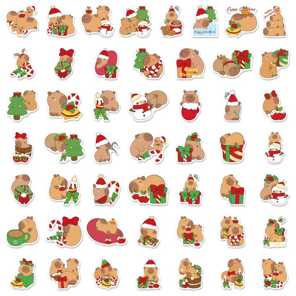 สติกเกอร์การ์ตูนคาปิบารา 50 ชิ้น สำหรับตกแต่งแล็ปท็อป กีตาร์ กระเป๋าเดินทาง จักรยาน สเก็ตบอร์ด กันน้ำ ของเล่น