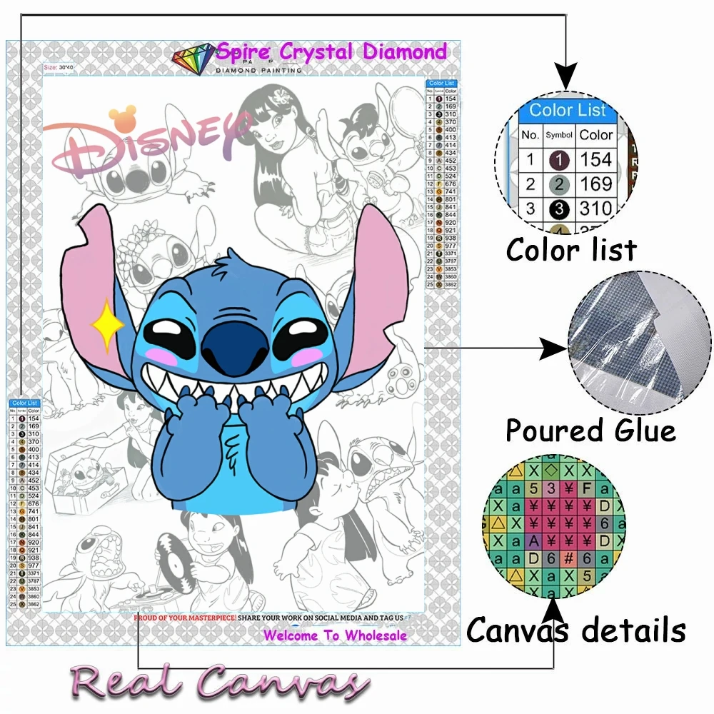 New 2023 Disney Stitch 5d Diy AB Diamond Painting Kit Embroidery Cartoon Anime Handicrafts Art Mosaic Home Decor Children's Gift