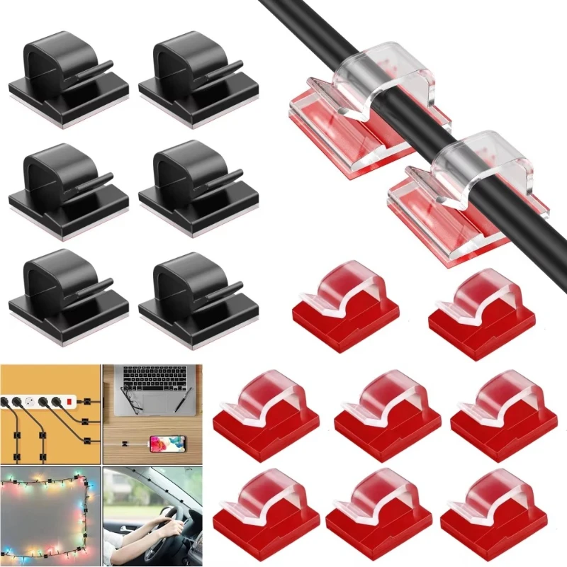 10/20/30/40/50pcs Cable Clips Self-Adhesive Cord Management Wire Holder Organizer Clamp Self-Adhesive Light Clips Car Wire Clip