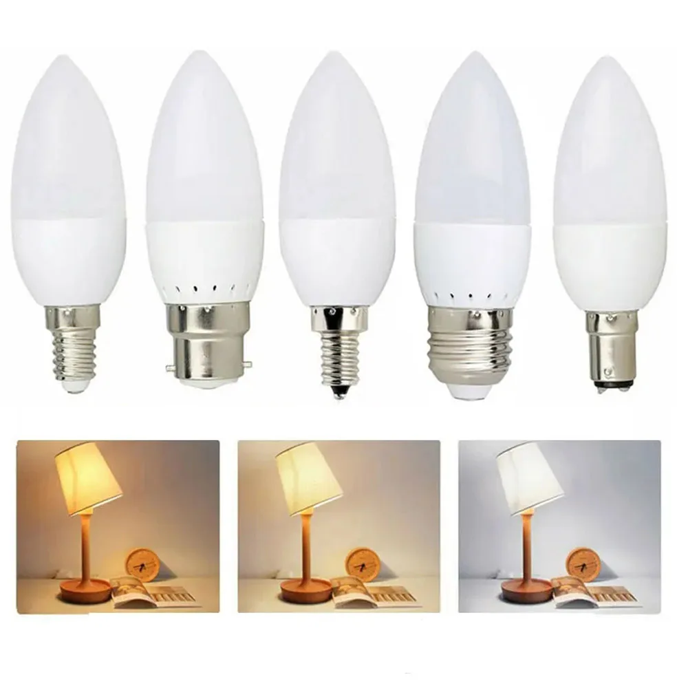 

Mini 3W LED Candle Light Bulb E14 E12 E27 B22 B15 220V Flame Light 2835 SMD Wall Lamp 2800K-6000K LED Light for Home Chandelier